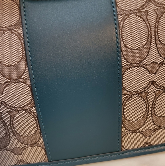 Coach Swinger in signature jacquard with teal color. - Picture 5 of 12